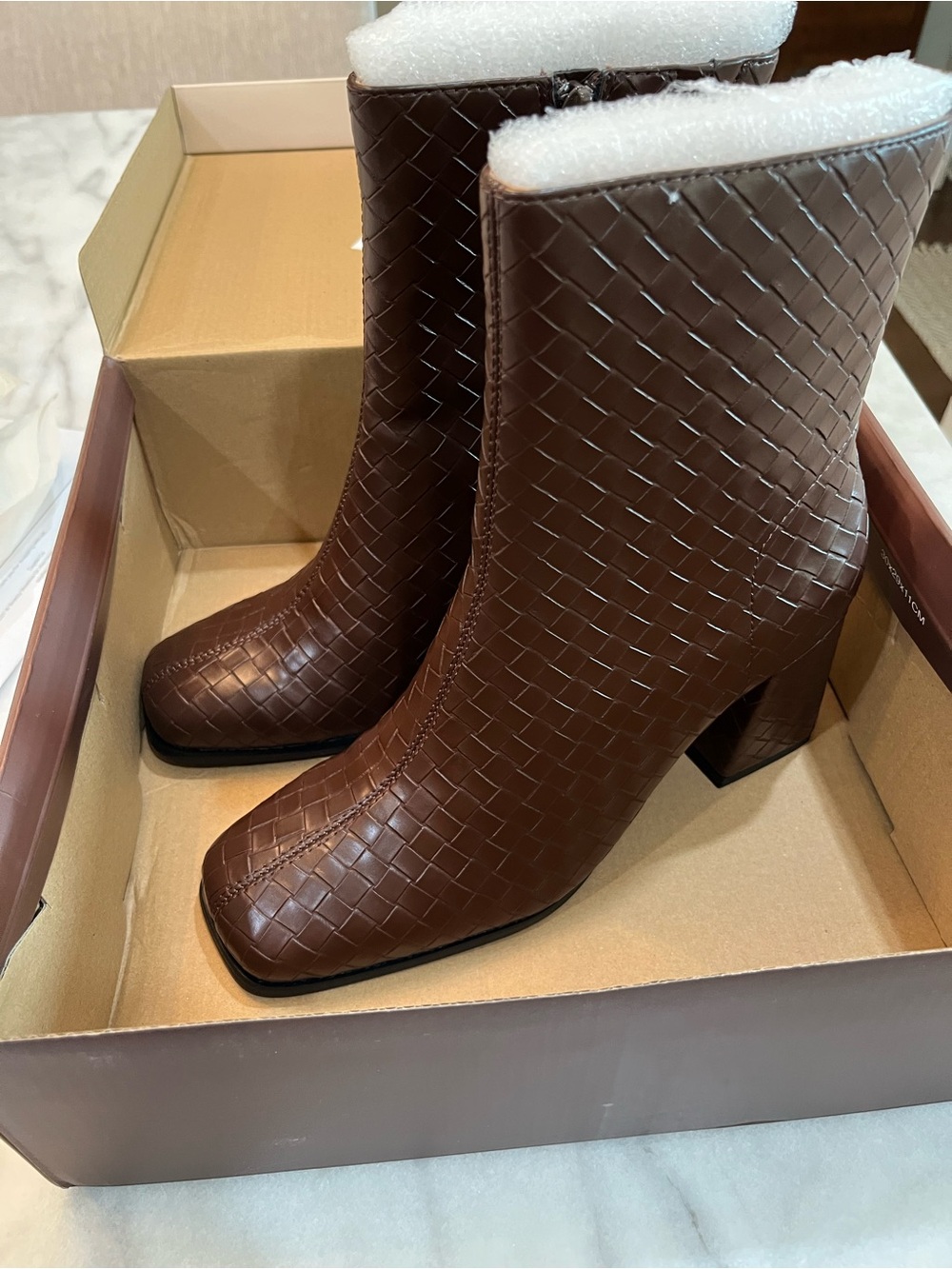 Oasis Society Demi Woven Leather Block Heel Boots - Brown